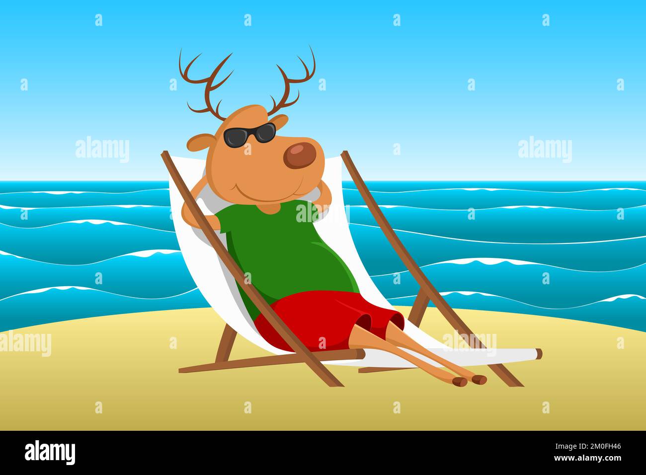 Reindeer resting in chaise longue. Vector illustration Stock Vector