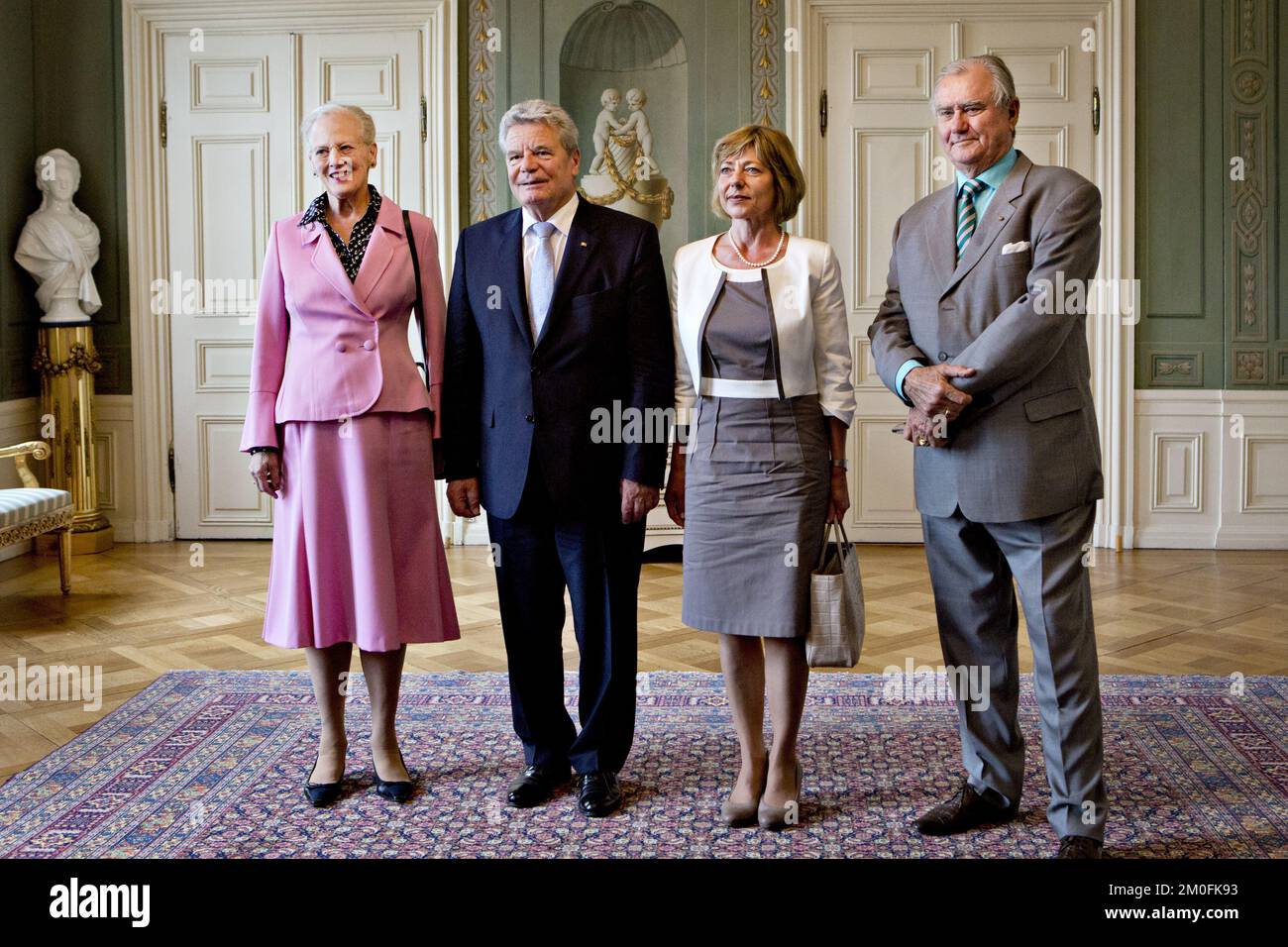 The German President Mr. Joachim Gauck and Mrs. Daniela Schadt was received Tuesday September 11th. at Fredensborg Palace by Queen Margrethe and Prince Consort Henrik on their official visit to Denmark. (Stine Bidstrup/POLFOTO) Stock Photo