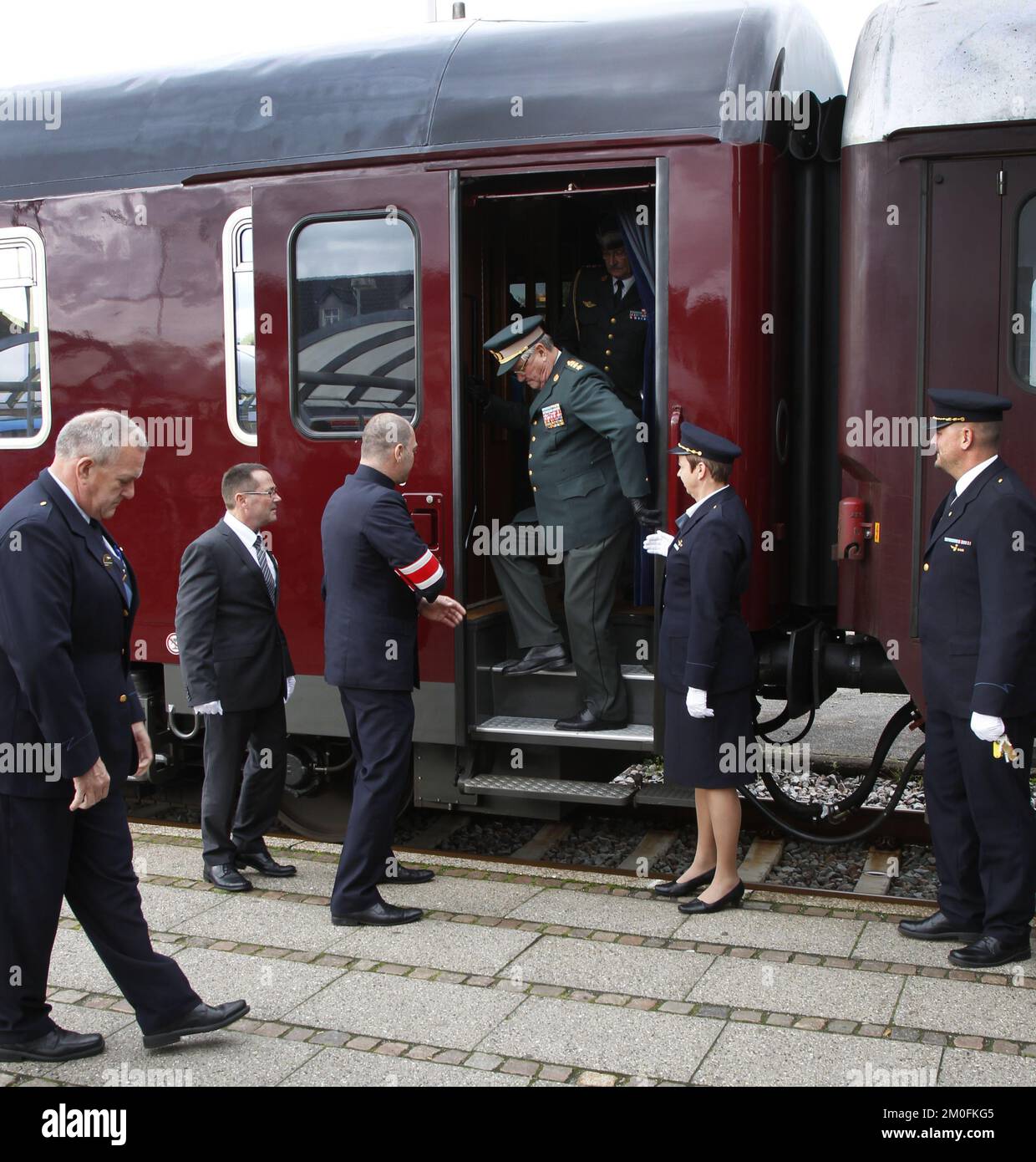 Prince Consort Henrik visits Jutland Dragoon Regiment in Holstebro, Denmark, Thursday October 4th. The Prince Consort arrived in the royal train which is used by the royal family on special occasions. PHOTOGRAPHER MICHAEL STUB / POLFOTO Stock Photo