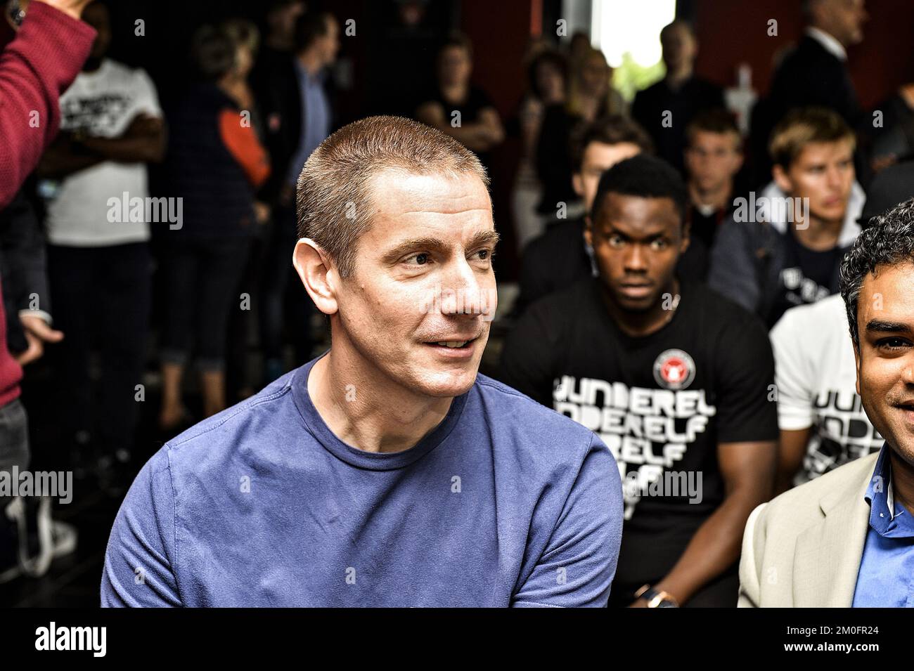 Matthew Benham at a press conference at FC Midtjylland to announce that