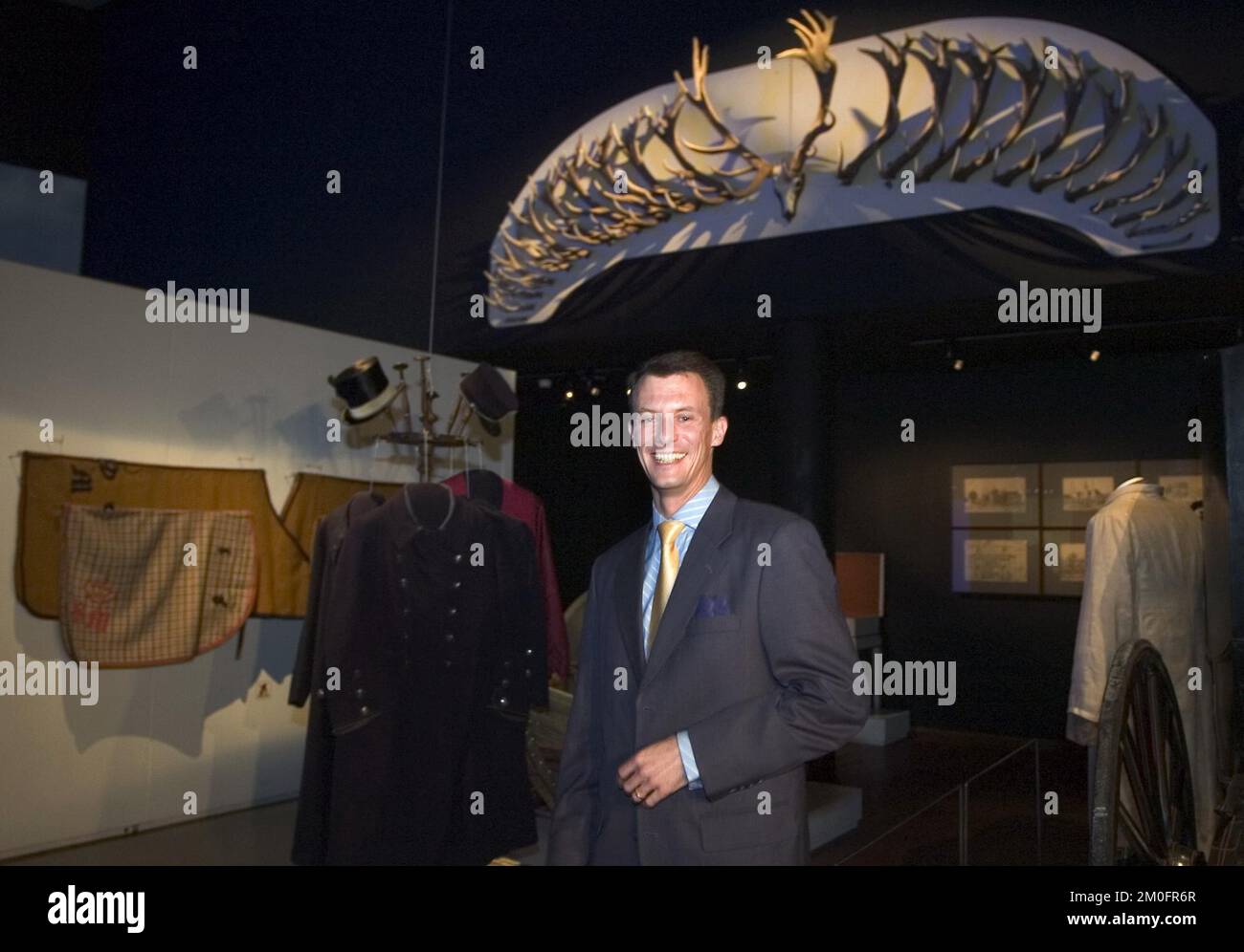 The Danish Prince Joachim visits and opens a special exhibition at the Danish National Museum in Copenhagen. The exhibition is called 'The Manor House'- dream and reality in 500 years. His last official duty before leaving for Canada on monday. Stock Photo