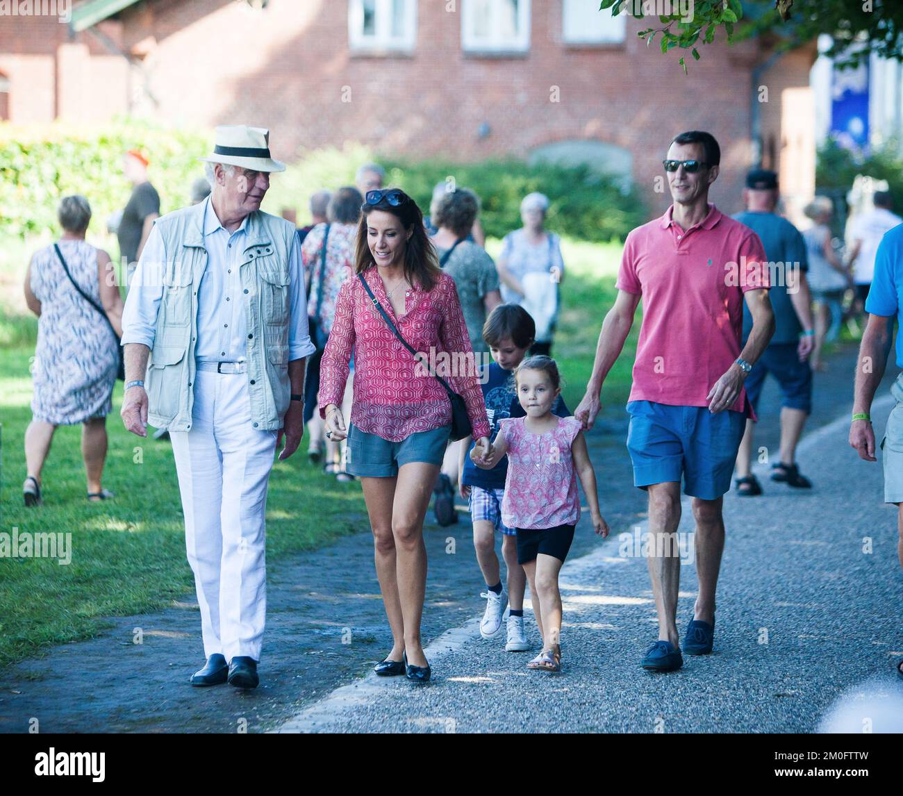 H.R.H Prince Joachim and H.R.H. Princess Marie attended the Tonder Festival 2016 with their children Prince Henrik and Princess Athena. August 27, 2016 (PER LANGE/POLFOTO) Stock Photo