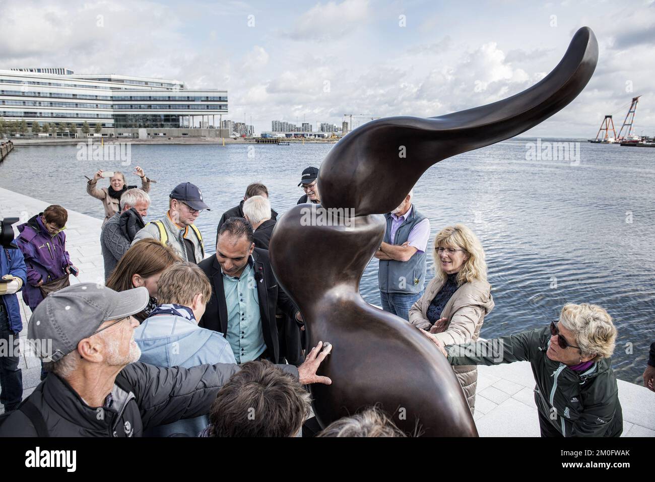 The 1,80 m bronze sculpture 'Sirene', made by Danish Prince Henrik, was unveiled September 19, 2017 in Aarhus, Denmark. The Royal Court announced September 6 that Prince Henrik, the Prince consort, has been diagnosed as suffering from dementia. The official communiquÃ© was as follows: 'It is with deep regret that Her Majesty The Queen has asked the Lord Chamberlain to announce: Following a longer course of investigation, and most recently, a series of examinations conducted during late summer, a team of specialists at Rigshospitalet has now concluded that His Royal Highness Prince Henrik suffe Stock Photo