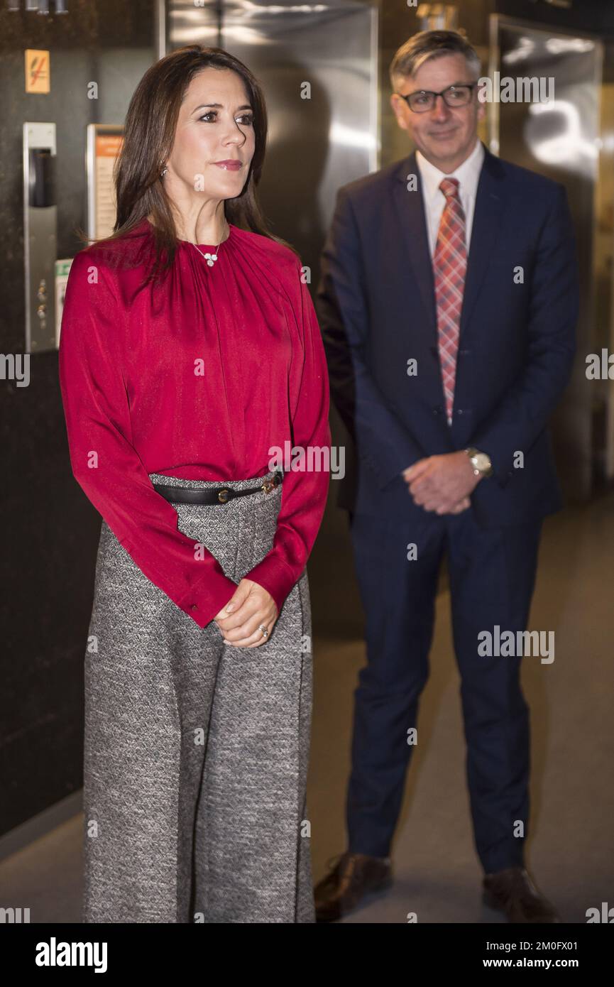 On October 8th 2018 HRH Crown Princess Mary visited the Cardiological Wing of Copenhagen University Hospital, Rigshospitalet, in the center of Copenhagen. Here she met with staff and patients and watched as some had their hearts scanned. HRH the Crown Princess is protector for the Danish Heart Foundation. Stock Photo