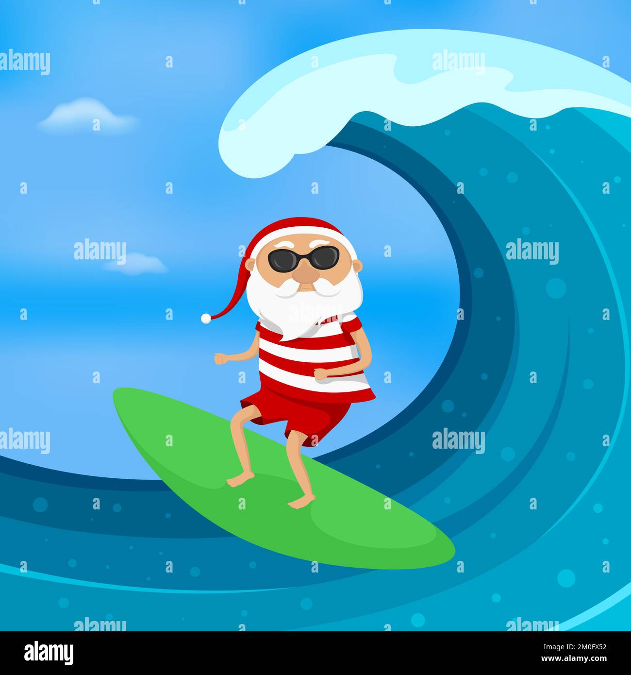 Santa Claus is surfing. Vector illustration Stock Vector Image & Art ...