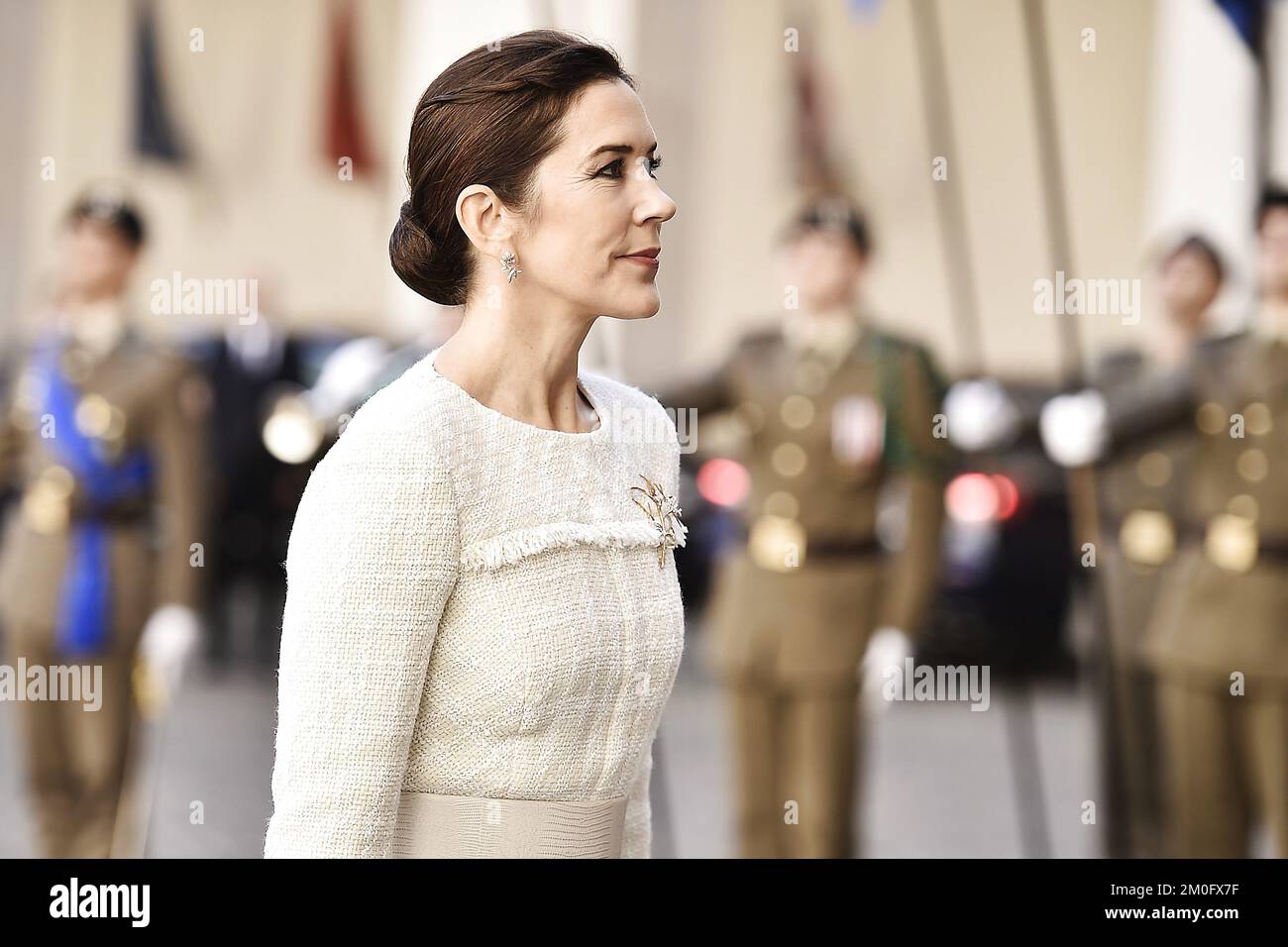 On November 6th 2018 TRH Crown Prince Frederik and Crown Princess Mary arrived in Rome with a business delegation from Denmark. One of the first points on the agenda was lunch at Palazzo del Quirinale with Italian President Sergio Mattarella and his wife Laura Mattarella. The visit lasts from November 6th to 8th and the Crown Prince Couple will attend several business and state events. Stock Photo
