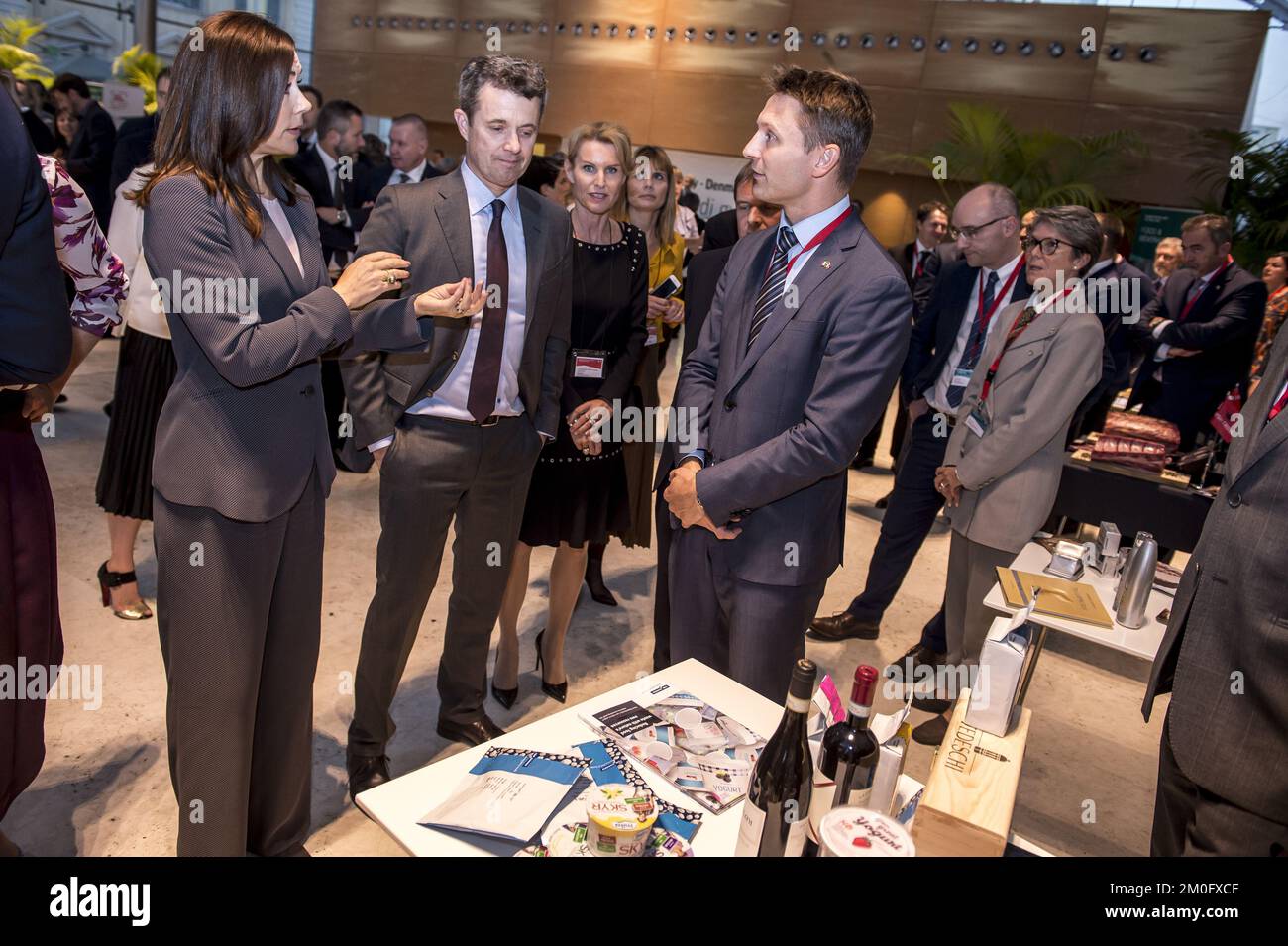 On November 7th 2018 TRH Crown Prince Frederik and Crown Princess Mary attended a Nordic and Italian gastro event in Rome. The Crown Prince Couple are part of a business delegation tour lasting from November 6th to 8th. Stock Photo