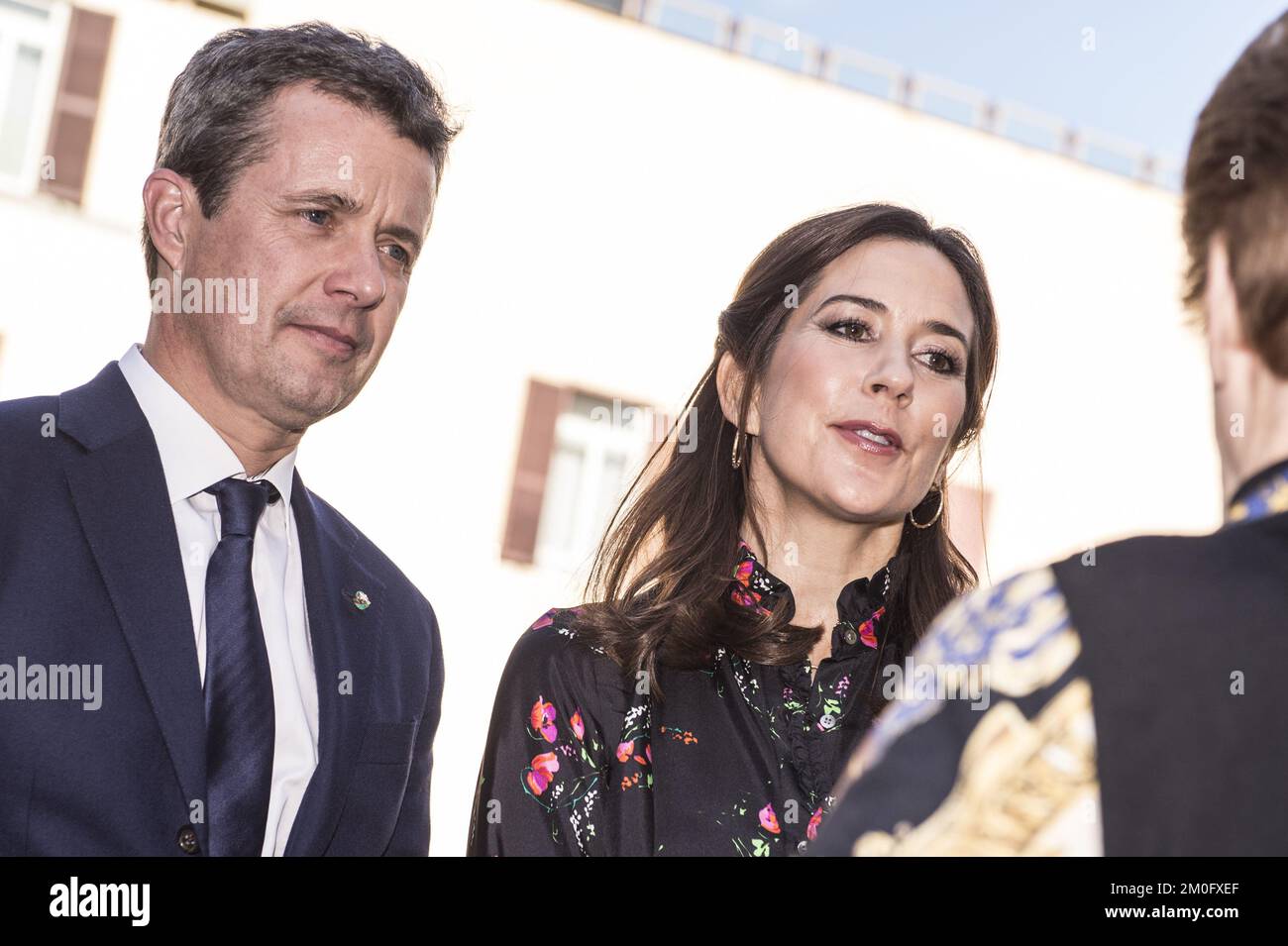 On November 8th 2018 TRH Crown Prince Frederik and Crown Princess Mary visited the Bambino Gesu children's hospital in Rome. Crown Princess Mary met with patients and tased to staff. The visit is part of the business delegation tour of Rome from November 6th to 8th. Stock Photo