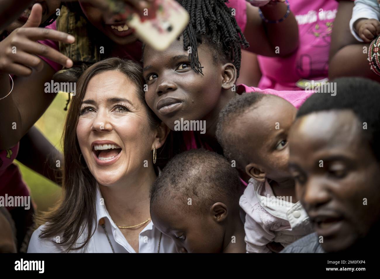 On November 27th and 28th 2018 HRH Crown Princess Mary visited Kenya along with the Minister for Development Ulla Tørnæs. On the second day of the visit the Crown Princess and Minister participated in the launch of the Deliver for Good campaign by Women Deliver and the Danish Ministry for Development at the Radisson Blu Hotel in Nairobi. The campaign focuses on equality and bettering the chances for women and girls in Kenya. They also visited the Kibera Slum where grassroots organization Action Foundation support children, young people and mothers with handicaps to a better life. Lastly they m Stock Photo