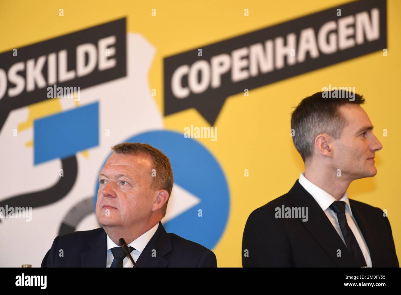 On February 21st 2019 Prime Minister Lars Løkke Rasmussen hosted a press conference at Copenhagen City Hall, where the Danish Tour de France start in 2021 was officially announced. The tour will complete 3 stages in Denmark: A time trial in central Copenhagen and two normal stages from Roskilde to Nyborg over the Great Belt Bridge and from Vejle to Sønderborg. Also in attendance at the press conference were protector for the event HRH Crown Prince Frederik, Tour de France boss Christian Prudhomme, Lord Mayor of Copenhagen Frank Jensen and Minister for Business Rasmus Jarlov. Stock Photo