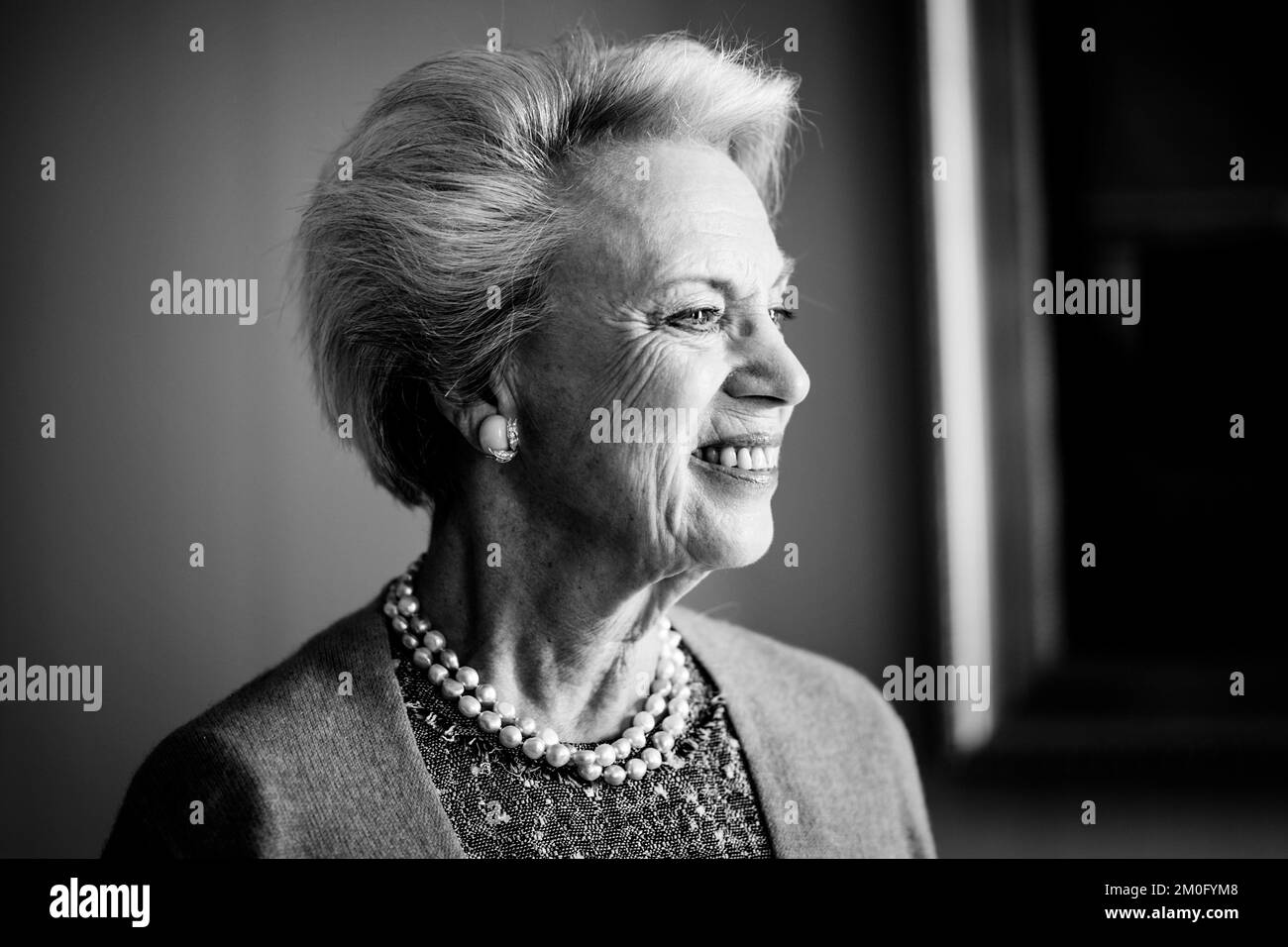 HRH Princess Benedikte celebrates her 75th birthday on April 29th 2019. For the occasion she has had new portraits taken of her in her apartment at Amalienborg Palace. Photographed on April 24th Stock Photo