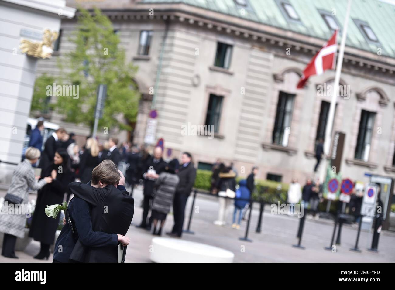 On May 4th 2019. Funeral service for the three children of CEO of clothing brand Bestseller, Anders Holch Povlsen and wife Anne, who were victims of the Sri Lanka terror attack on April 21st. The service was held at Aarhus Cathedral. Among the attending were TRH Crown Prince Frederik, Crown Princess Mary, their four children Prince Christian, Princess Isabella, Prince Vincent and Princess Josephine, Prime Minister Lars Løkke Rasmussen, actor Nikolaj Lie Kaas, and several other cultural and political personas. FOR VIDEO CONTACT scanpix@ritzau.dk.. (Foto: Mads Claus Rasmussen/Ritzau Scanpix) Stock Photo