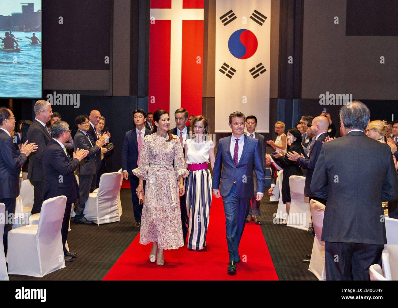 On May 21st 2019 the Crown Prince Couple spent the evening of their 2nd day of the official visit to South Korea at a grand dinner for all the political and business delegations. The visit is supposed to promote a tighter relationship between the two countries and further the cultural and business collaborations. Stock Photo