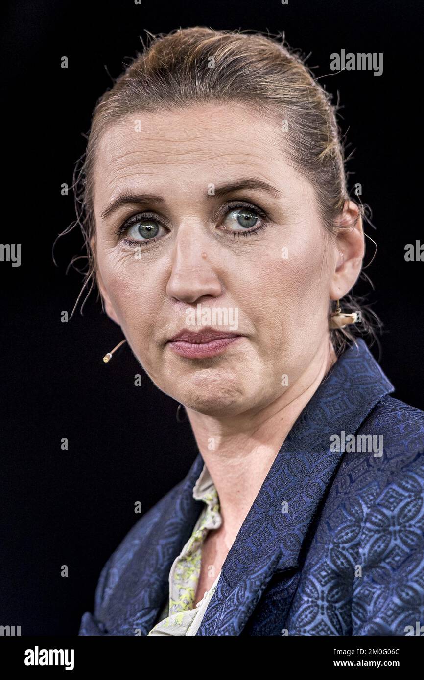 Mette Frederiksen (S) during Electoral Meeting at TV2 at Kvægtorvet in Odense, Sunday 19 May 2019. (Photo: Mads Claus Rasmussen / Ritzau Scanpix) Stock Photo