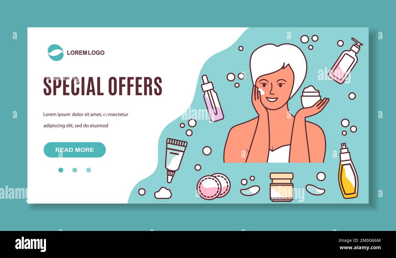 Vector illustration Cosmetic products ad, skin care ad. Special Offers