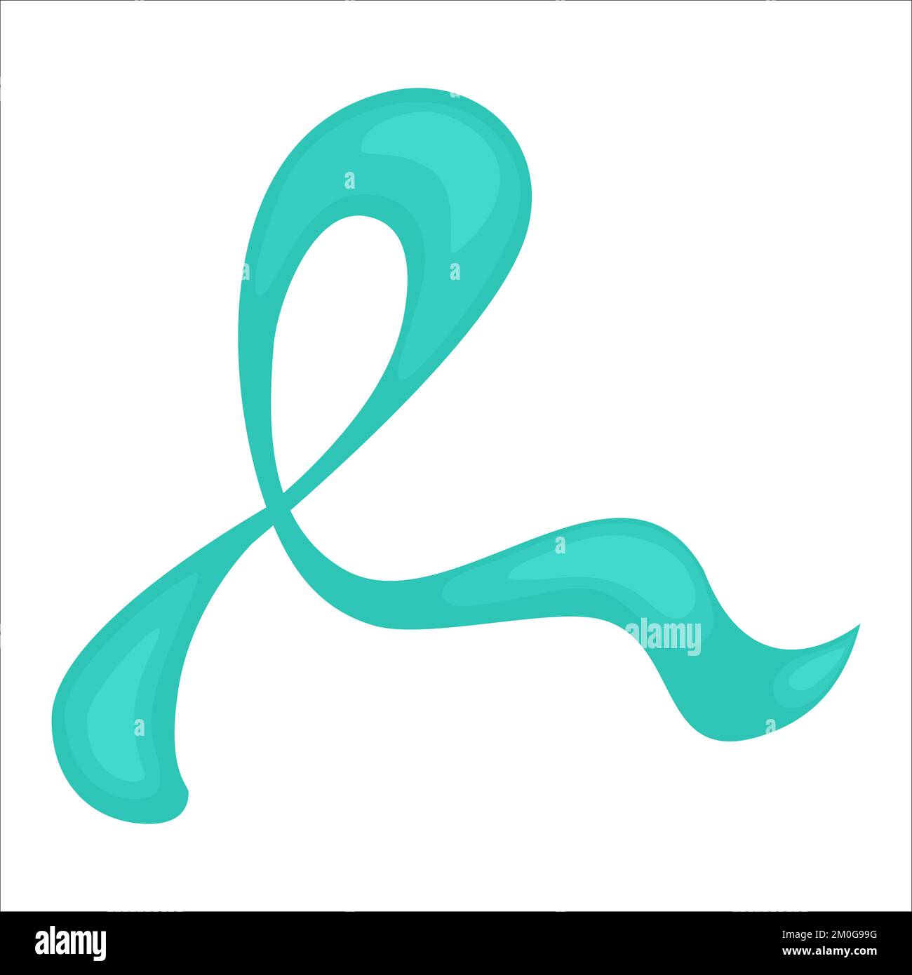 Cervical cancer awareness ribbon of teal colour Stock Vector