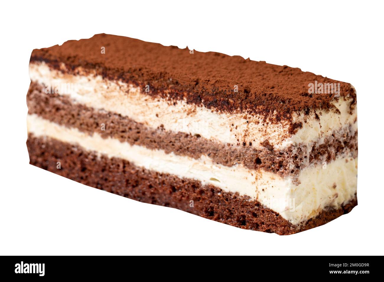 Tiramisu cake isolated on white background. Italian food culture. Bakery desserts. close up Stock Photo