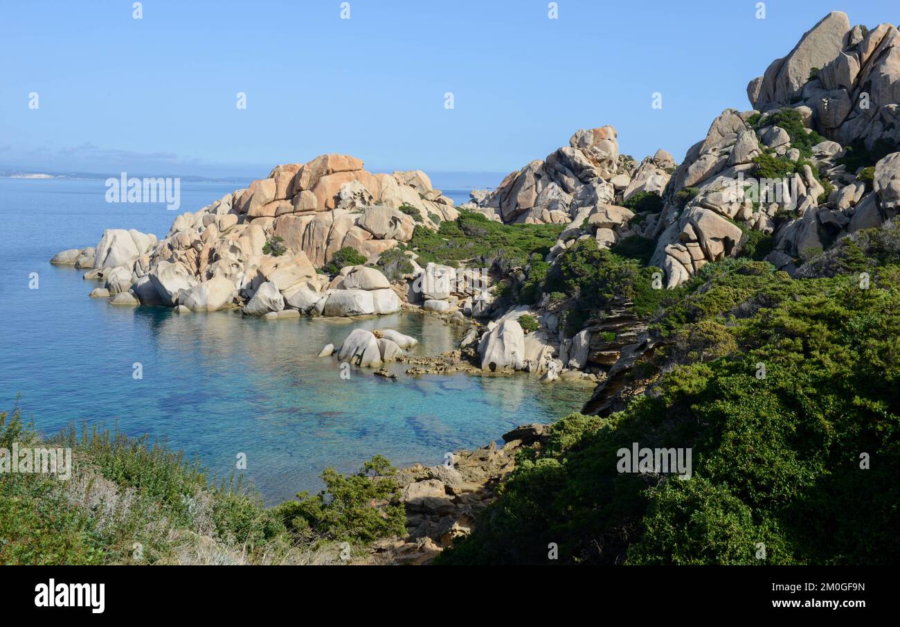 View at Cala Spinosa near Santa Teresa di Gallura on Sardinia in Italy Stock Photo