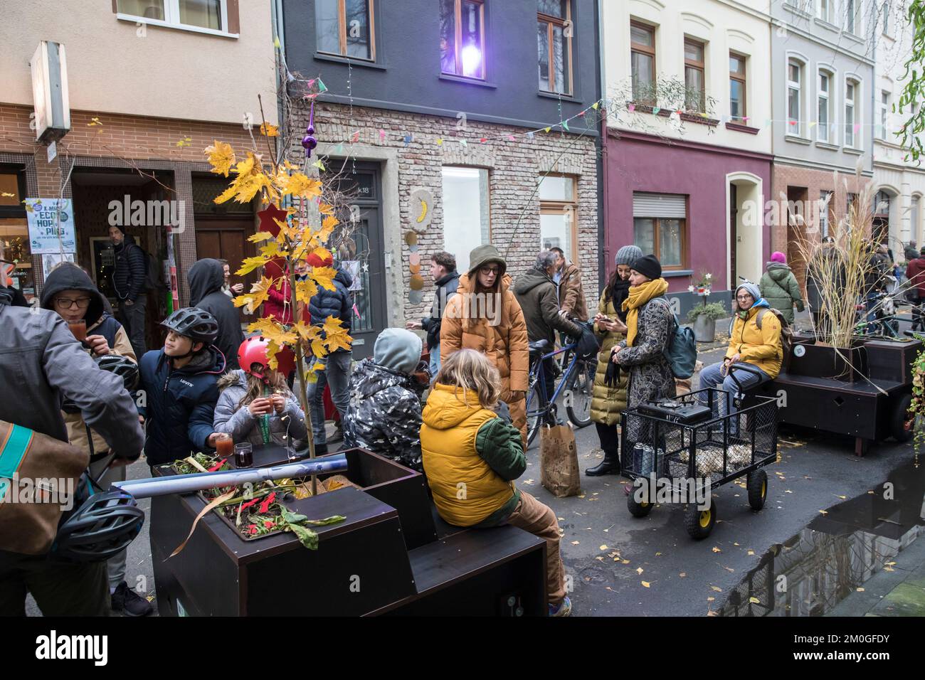 yard christmas market on Koerner street in Ehrenfeld district, Cologne
