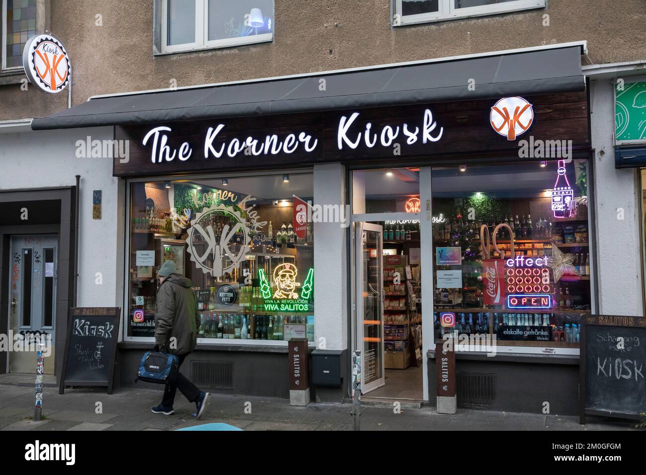kiosk on Koerner street in Ehrenfeld district, Cologne, Germany. Kiosk ...