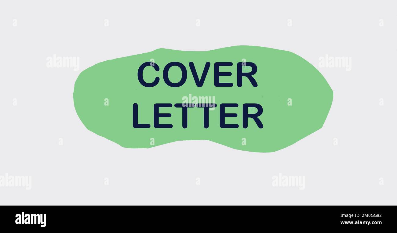 Cover letter text concept on green torn paper and white background Stock Photo