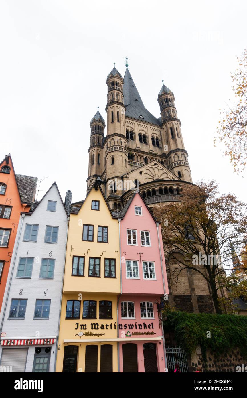 Colourful houses in front of the Rathaus Cologne, Koln, Germany Stock