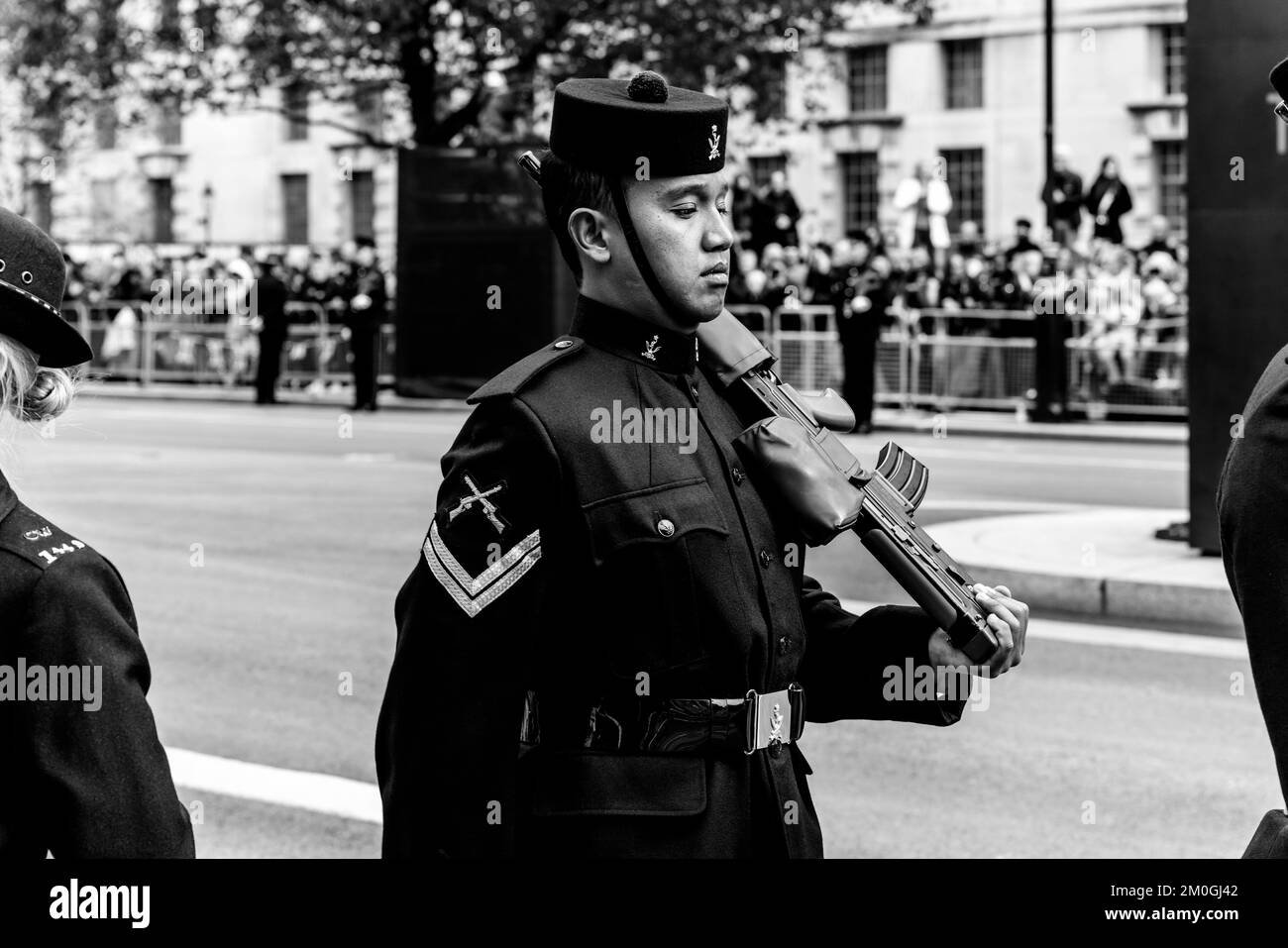 British Army Soldiers Stand Guard Along The Queen Elizabeth II Funeral
