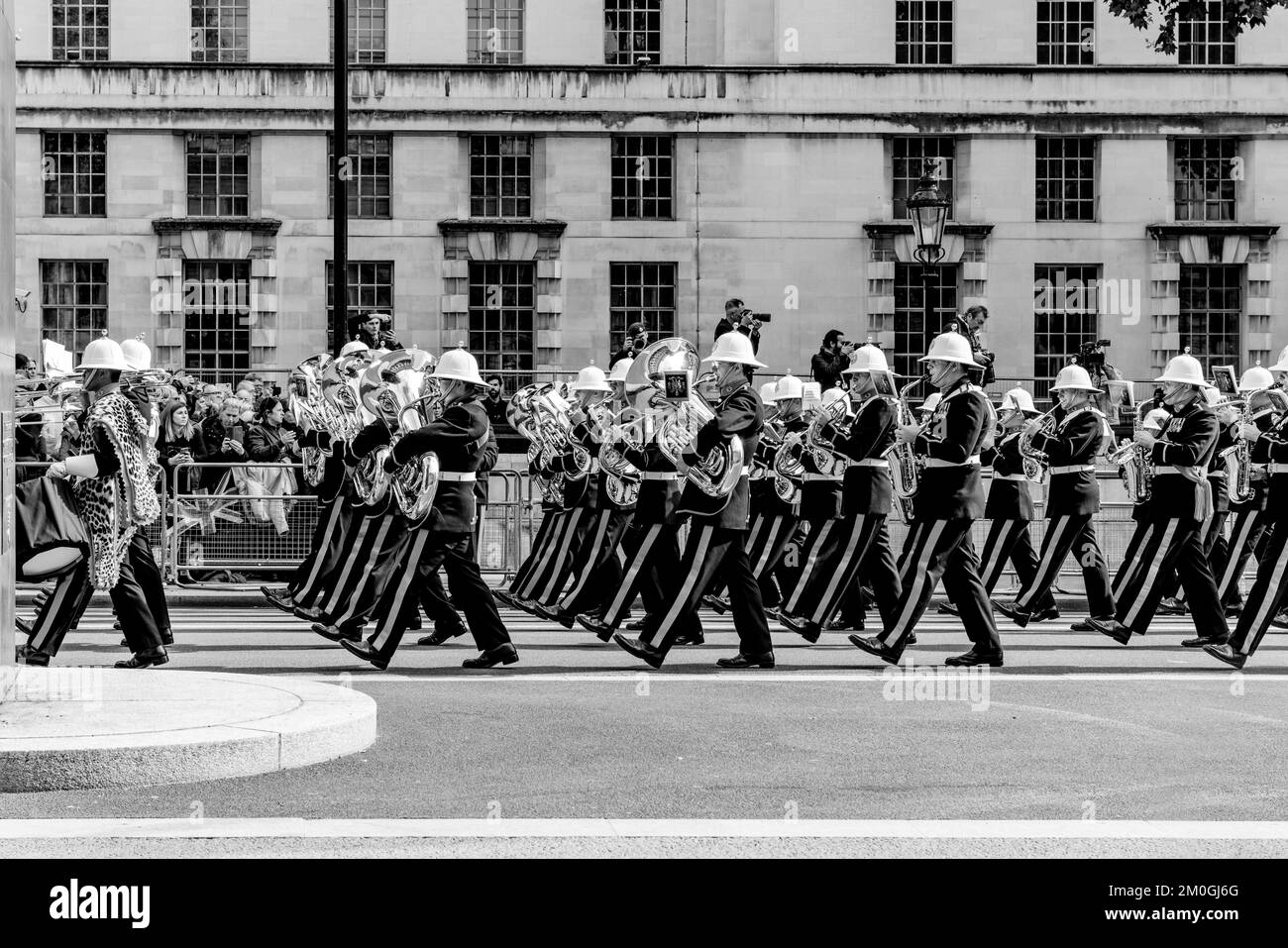 A British Army/Royal Marines Band Performs During The Queen Elizabeth
