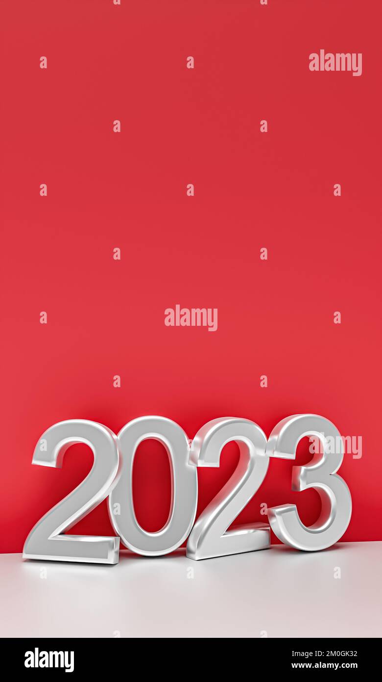 New year holiday concept with blank background. Number 2023. 3d rendering Stock Photo