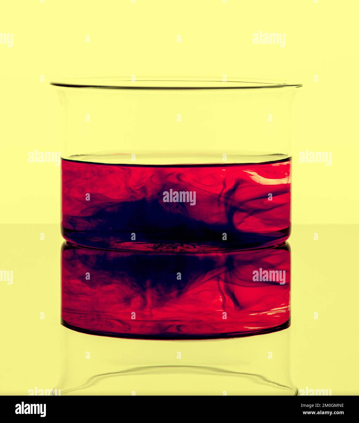 Color chemicals in laboratory glassware. Laboratory research Stock