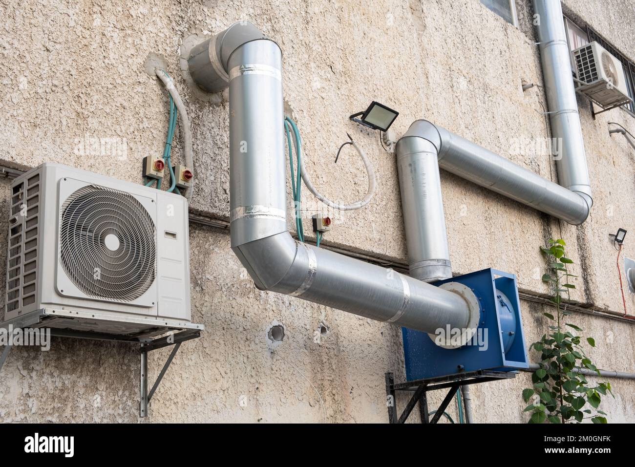 Industrial Kitchen Air circulation ventilation on metal tube system