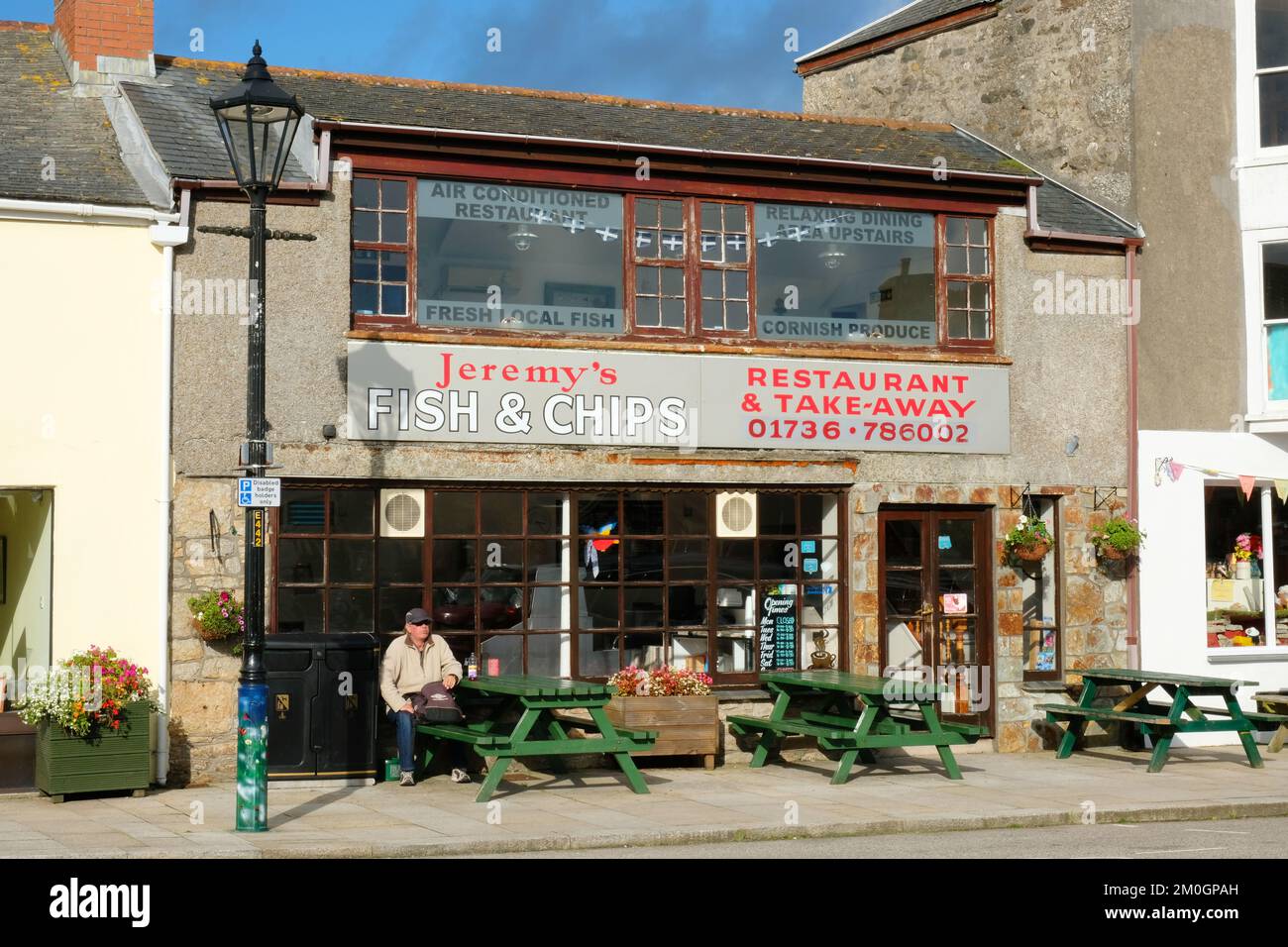 Fish and Chip shop at St. Just, Cornwall, UK - John Gollop Stock Photo