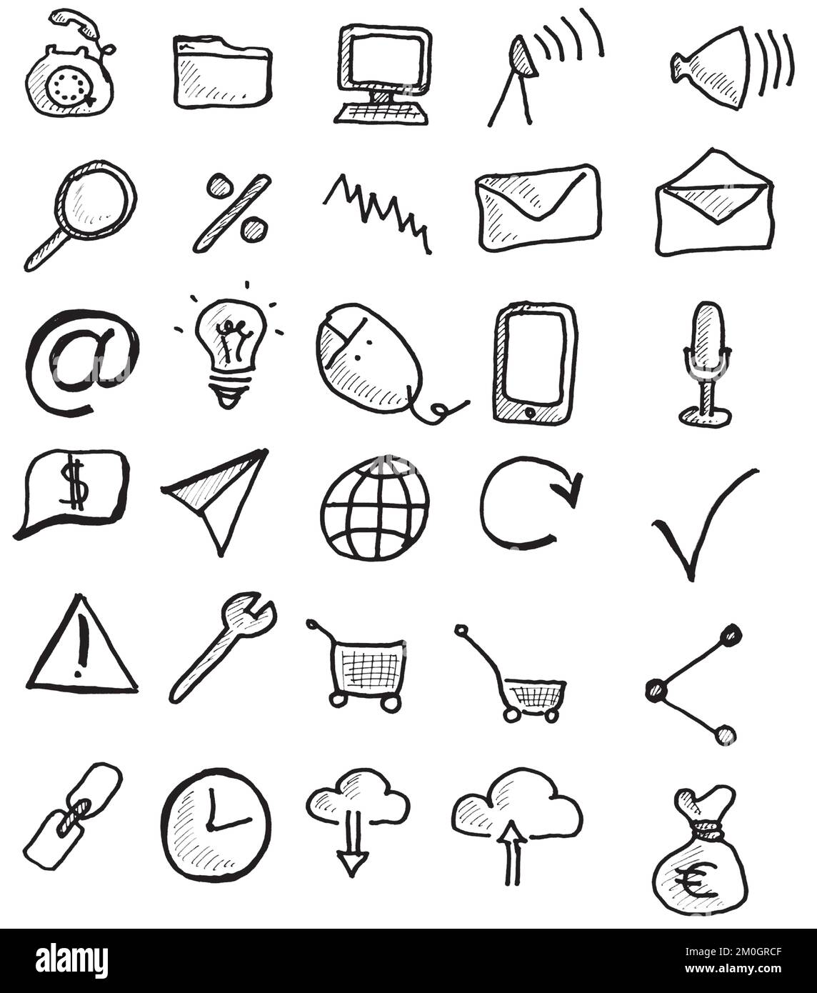 Business freehand drawn icon set Stock Vector