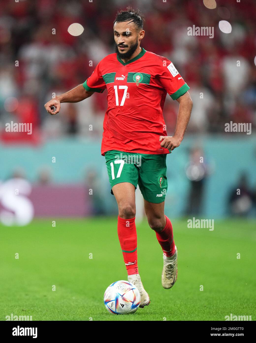 Sofiane Boufal of Morocco during the FIFA World Cup Qatar 2022 match, Round of 16, between Morocco v Spain played at Education City Stadium on Dec 6, 2022 in Doha, Qatar