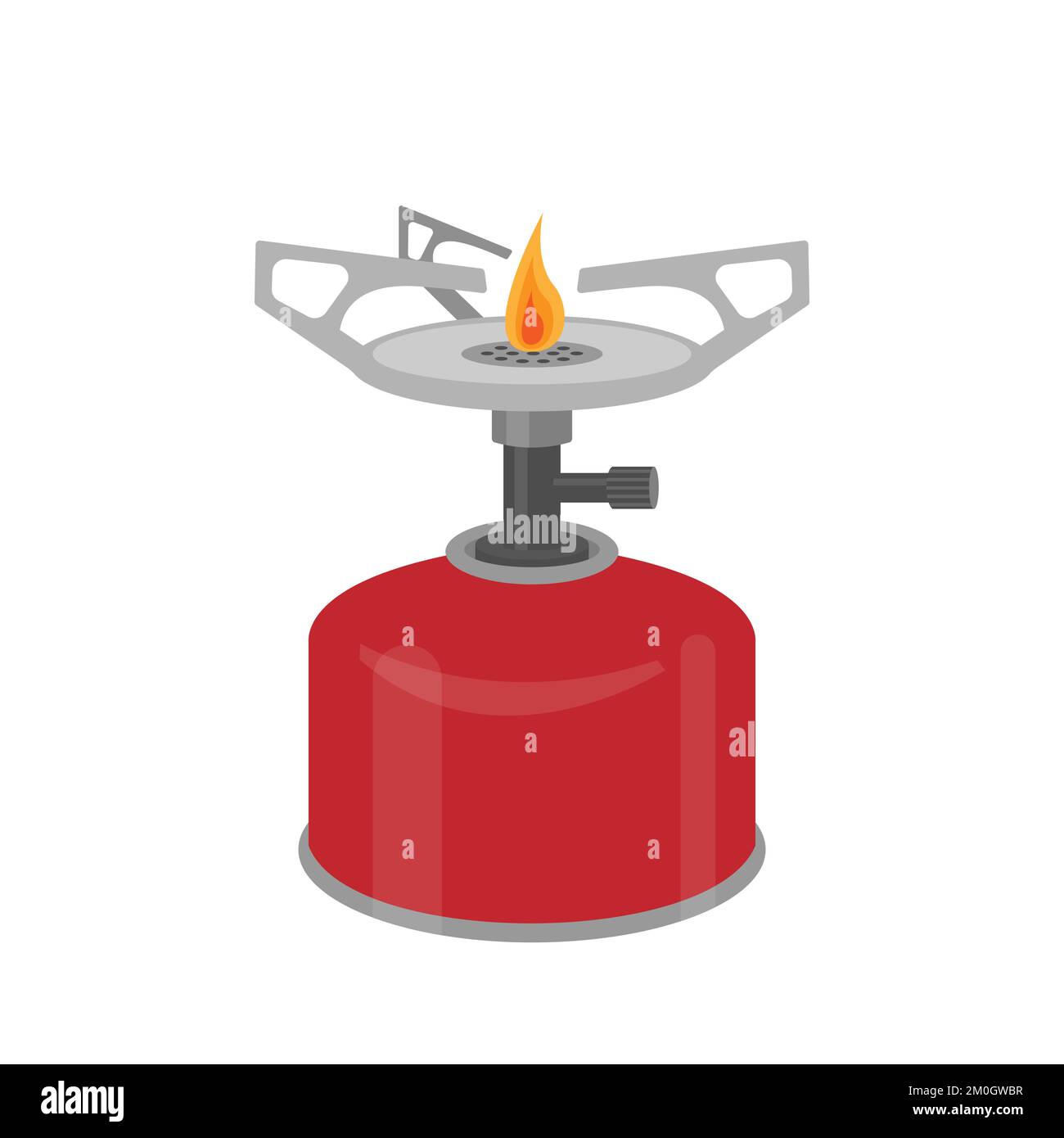 Camping gas stove. Single burner portable cooking stove. Stock Vector