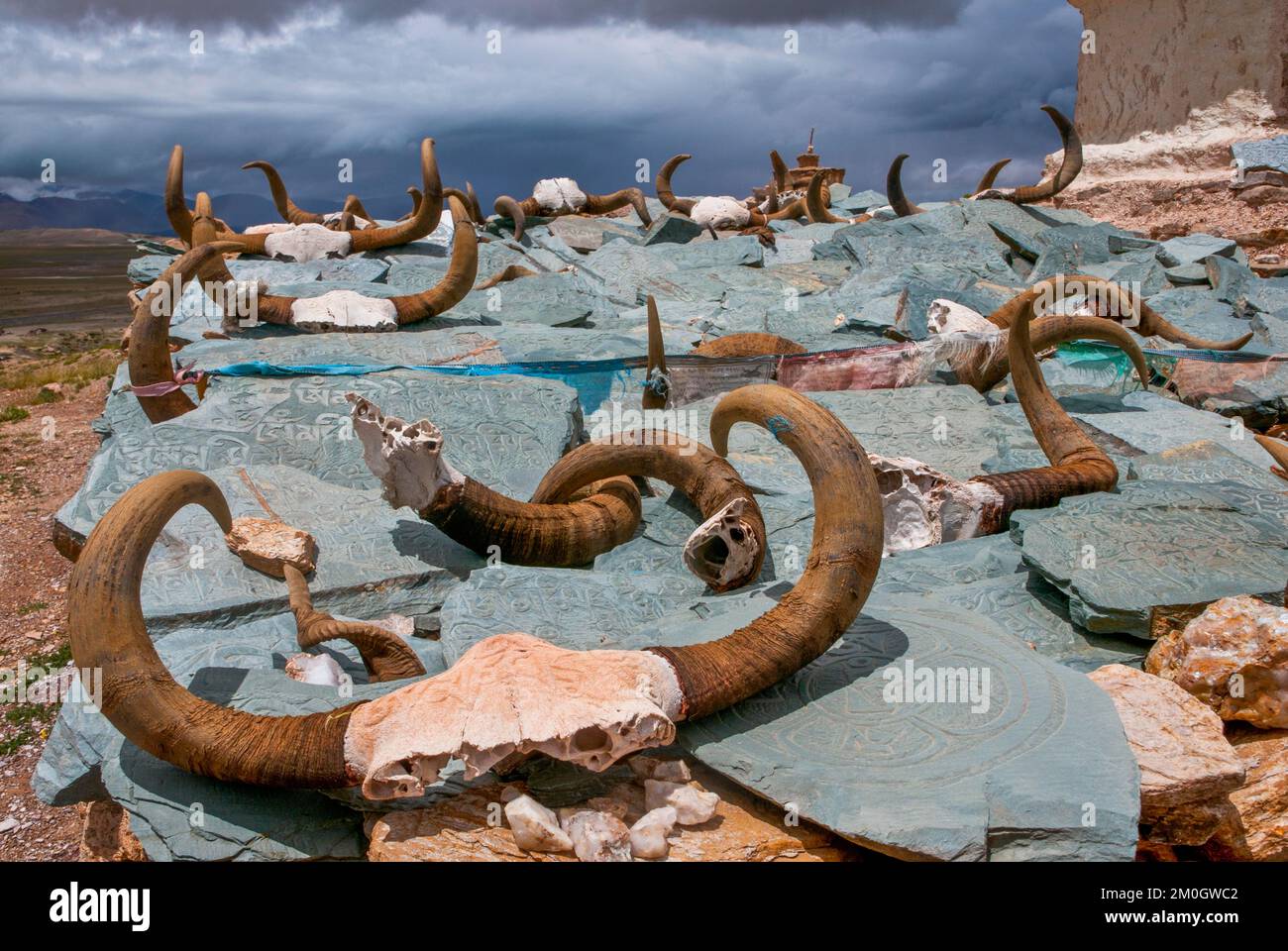 Praying stones, Lake Manasarovar, Western Tibet, Asia Stock Photo - Alamy