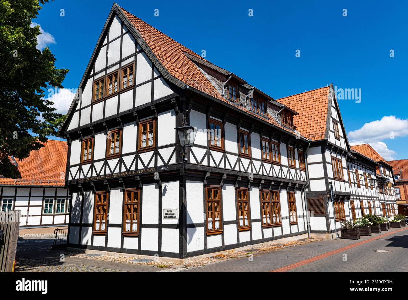 Half timbered houses in Fallersleben, Wolfsburg, Lower Saxony, Germany, Europe Stock Photo