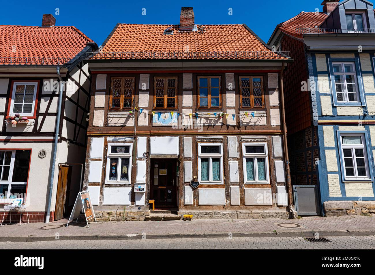 Half timbered houses in Fallersleben, Wolfsburg, Lower Saxony, Germany, Europe Stock Photo