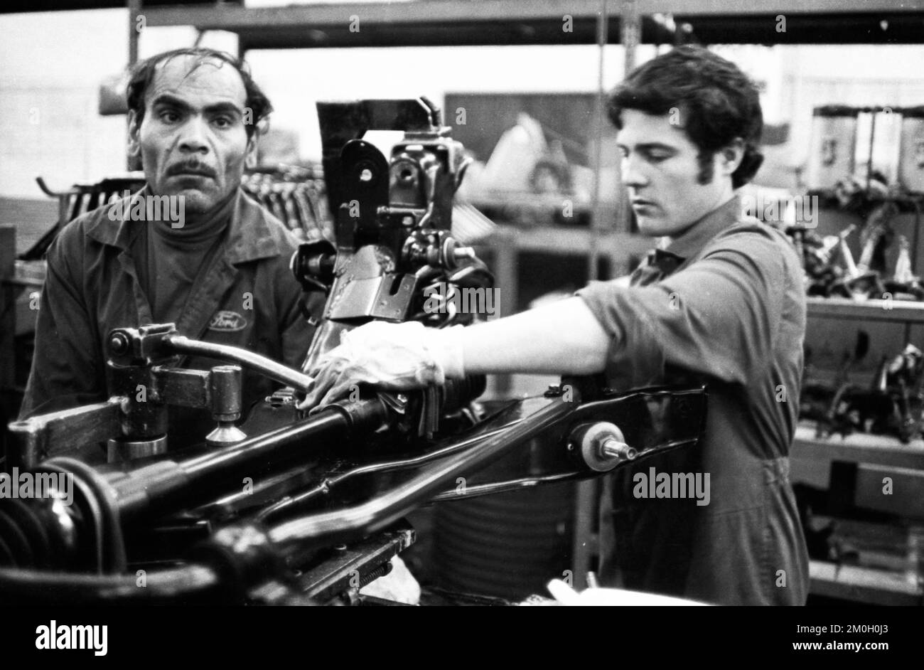 Car production at the Ford factory on 12.02.1976 in Cologne, Germany, Europe Stock Photo