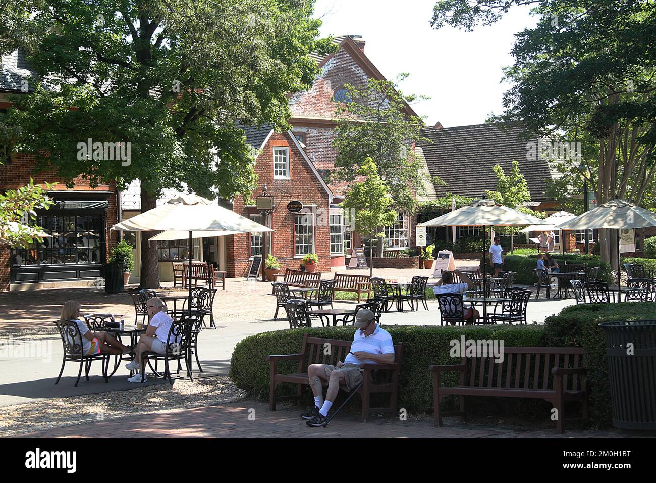 Outdoor dining area in Colonial Williamsburg, Virginia, USA Stock Photo