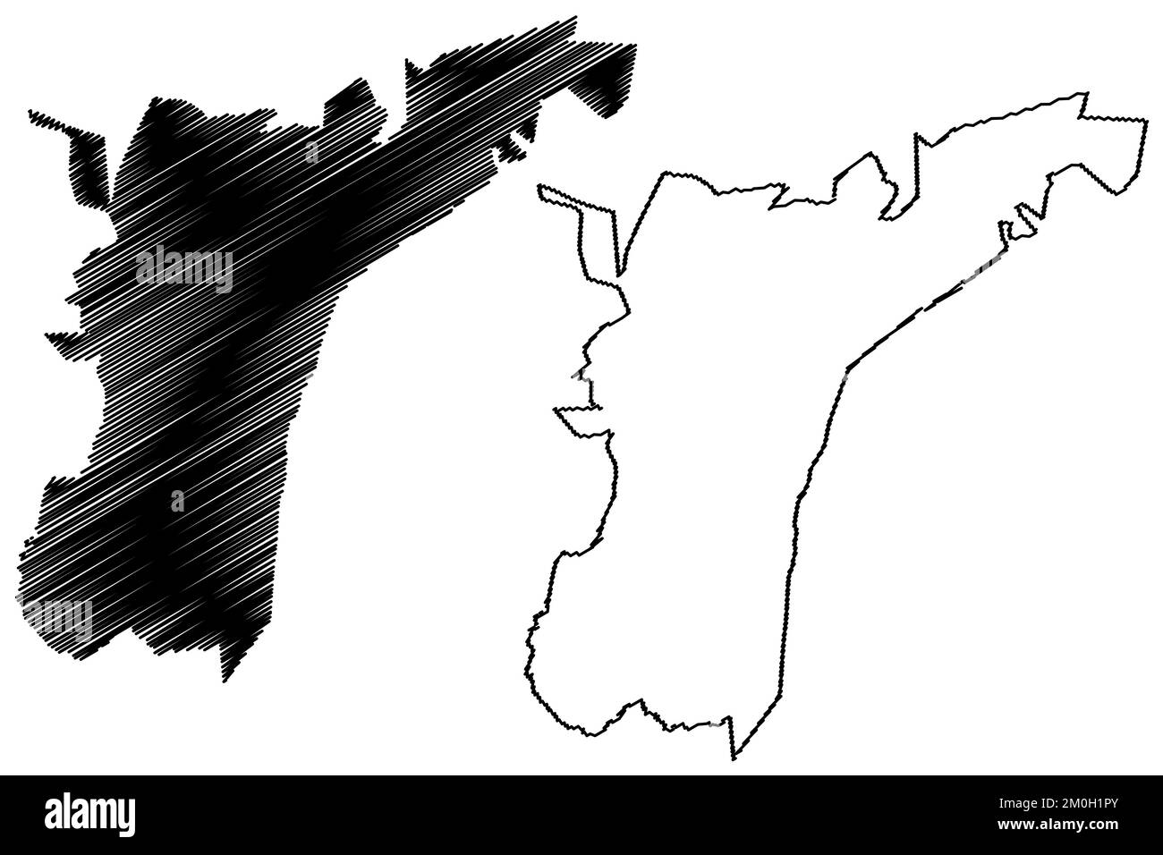 Suchil municipality (Estado Libre y Soberano de Durango, Mexico, United Mexican States) map vector illustration, scribble sketch Súchil map Stock Vector