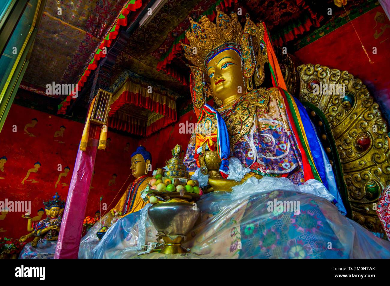 Buddha statue in the Ramoche temple, Lhasa, Tibet, Asia Stock Photo