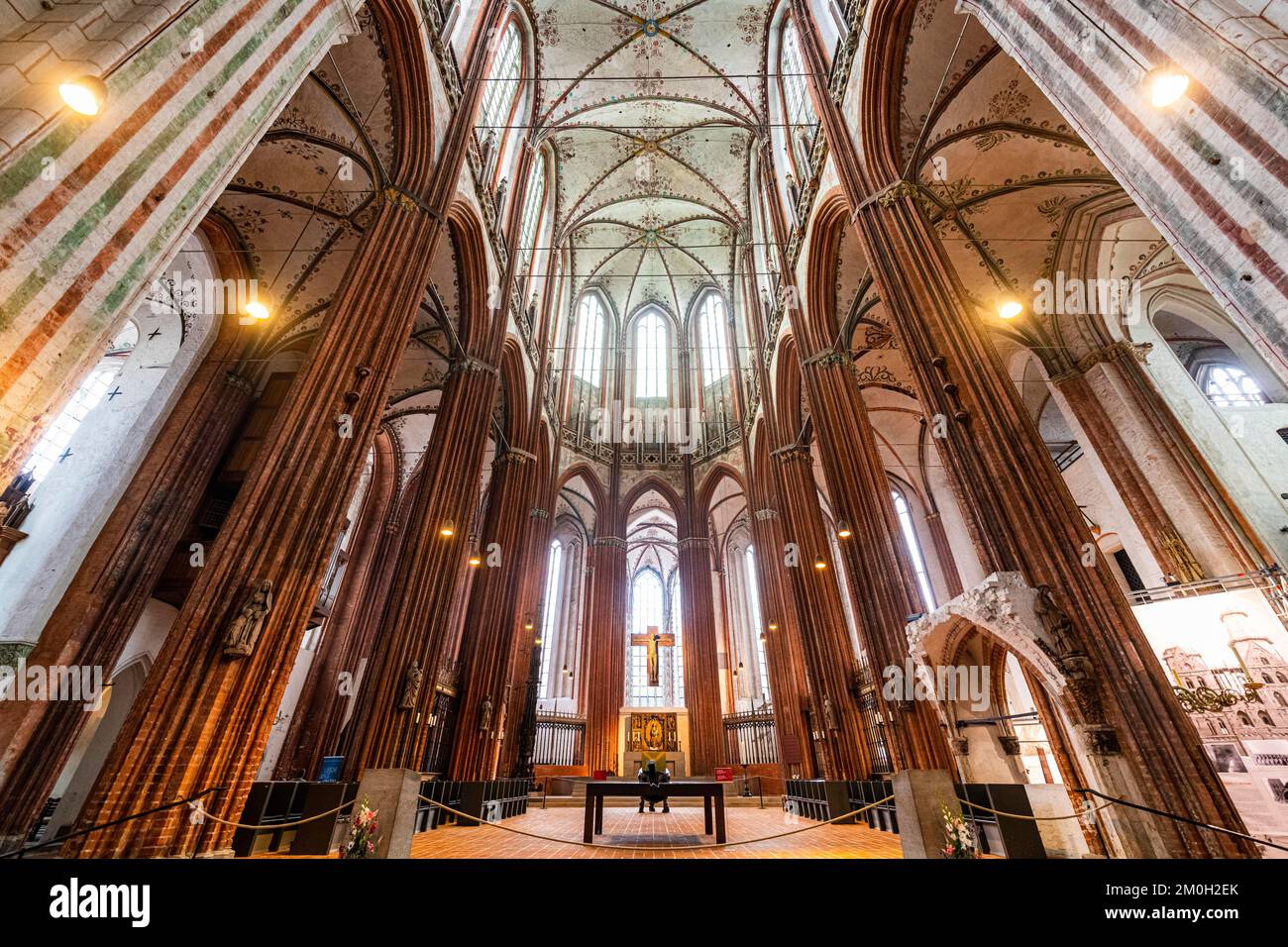 Interior of the St. Mary's Church in hte Unesco world heritage site ...