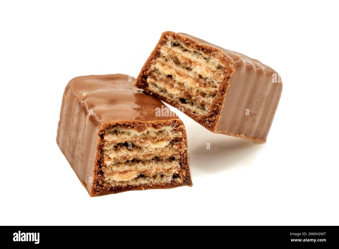 Chocolate wafer bar isolated on white background. Bar. waffles Stock