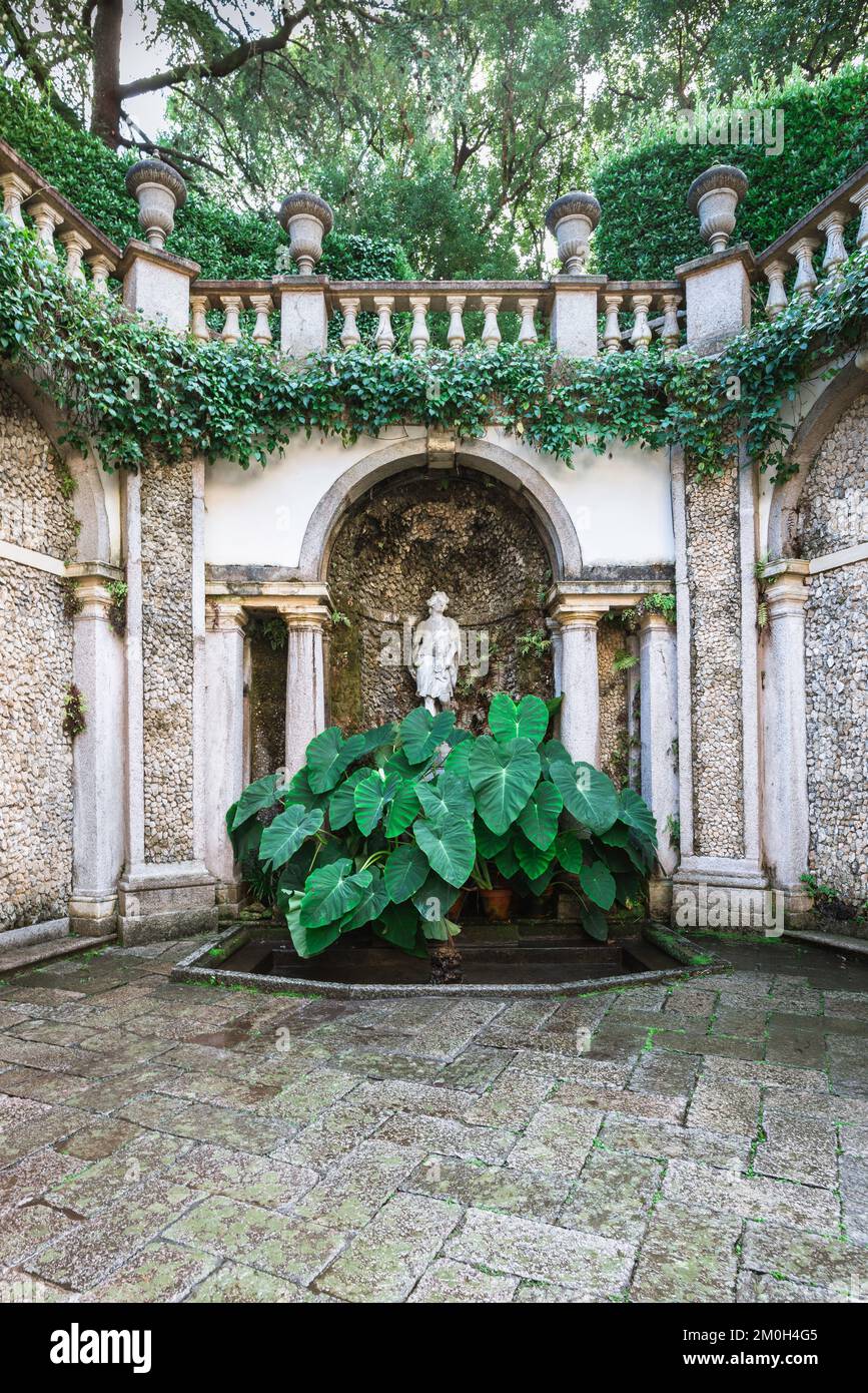 Atrium Of Diana, view of the Atrio di Diana - a neoclassical space in the Isola Bella gardens, Isole Borromee, Piedmont, Italy Stock Photo