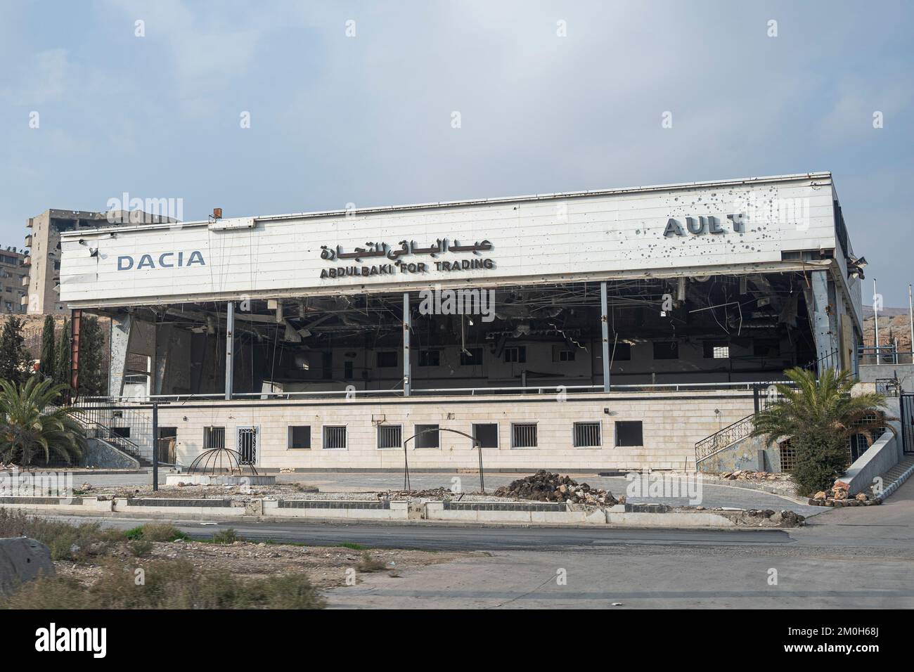 Destroyed car dealership near Damascus, Syria Stock Photo Alamy
