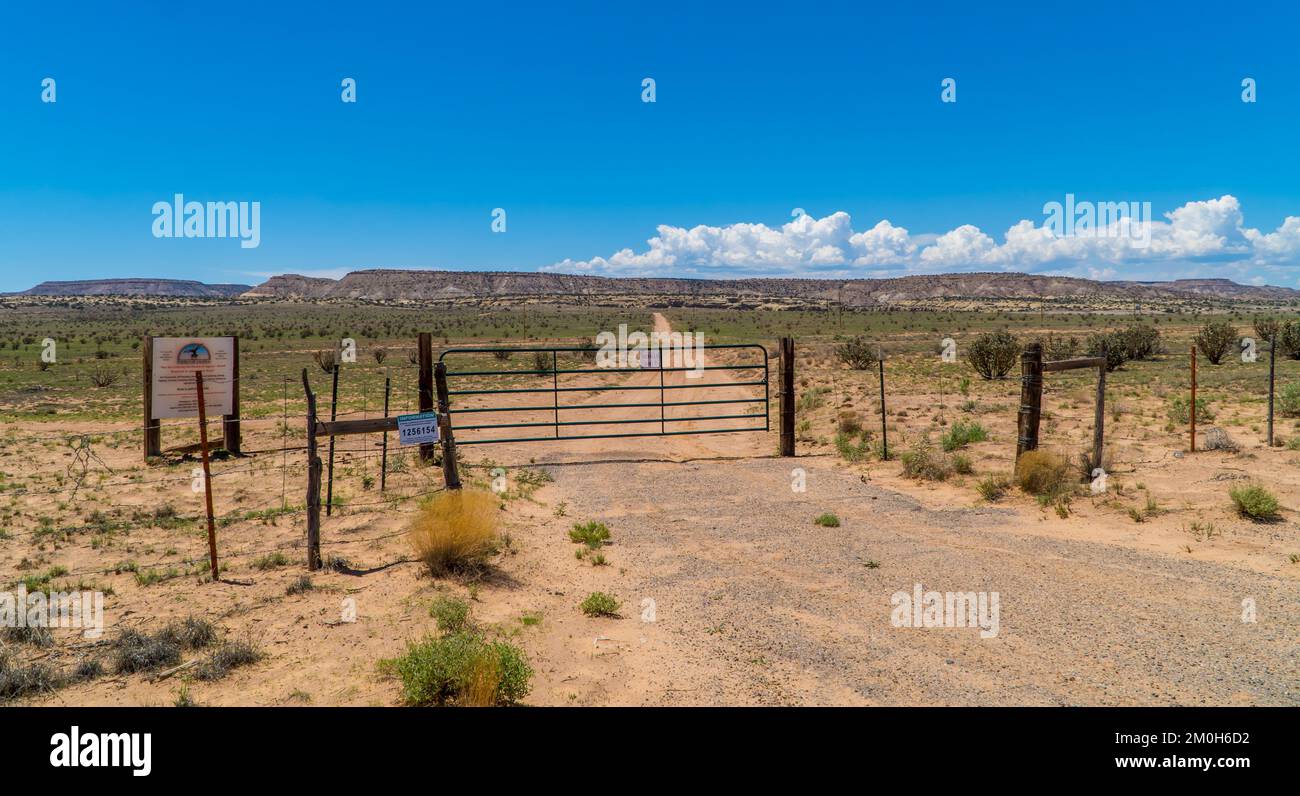 A beautiful shot of the entrance of Canoncito desert Stock Photo
