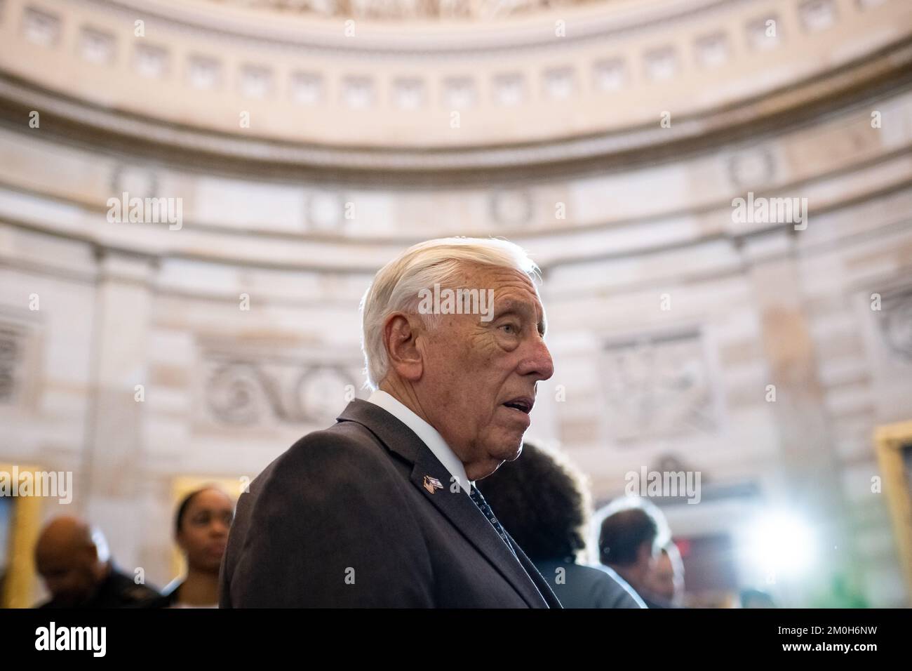 Washington, USA. 06th Dec, 2022. Representative Steny Hoyer (D-MD), the House Majority Leader, gathers with other guests before a Congressional gold medal ceremony honoring police who served on January 6th, at the U.S. Capitol, in Washington, DC, on Tuesday, December 6, 2022. (Graeme Sloan/Sipa USA) Credit: Sipa USA/Alamy Live News Stock Photo