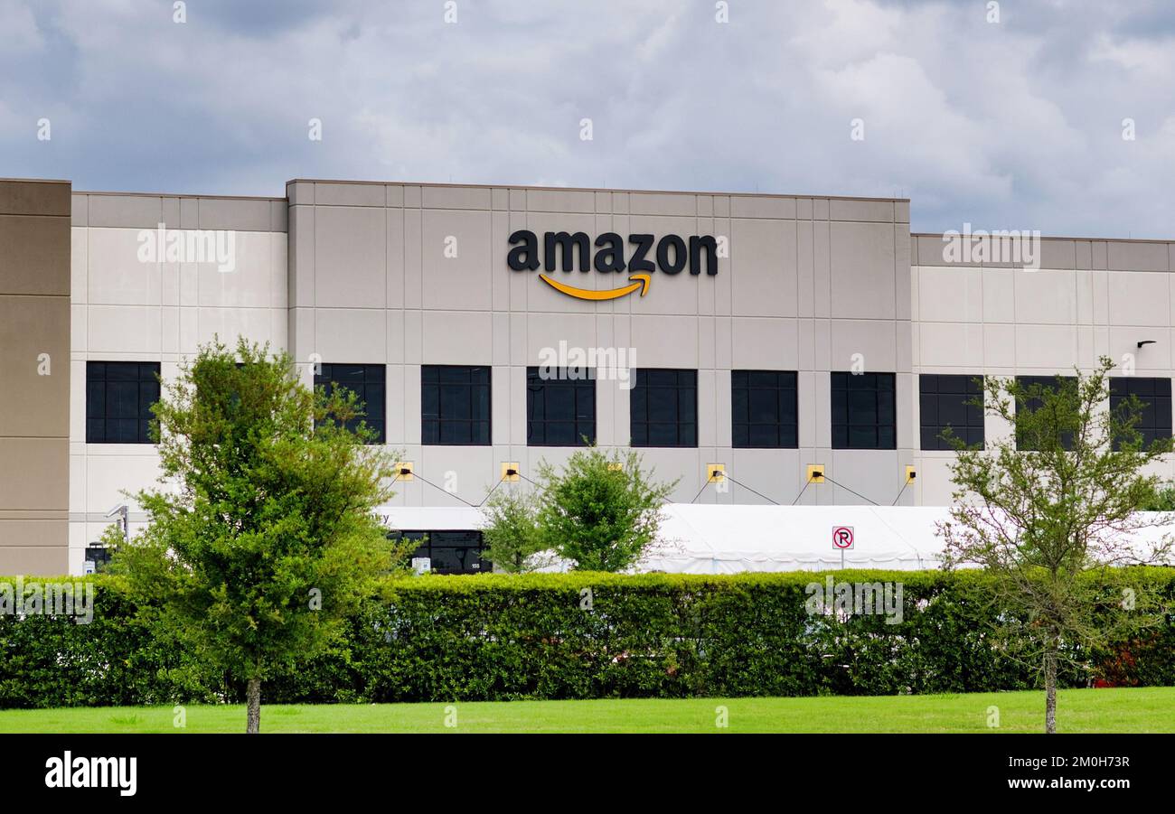 Houston, Texas USA 04042021 Amazon warehouse facility in Houston, TX