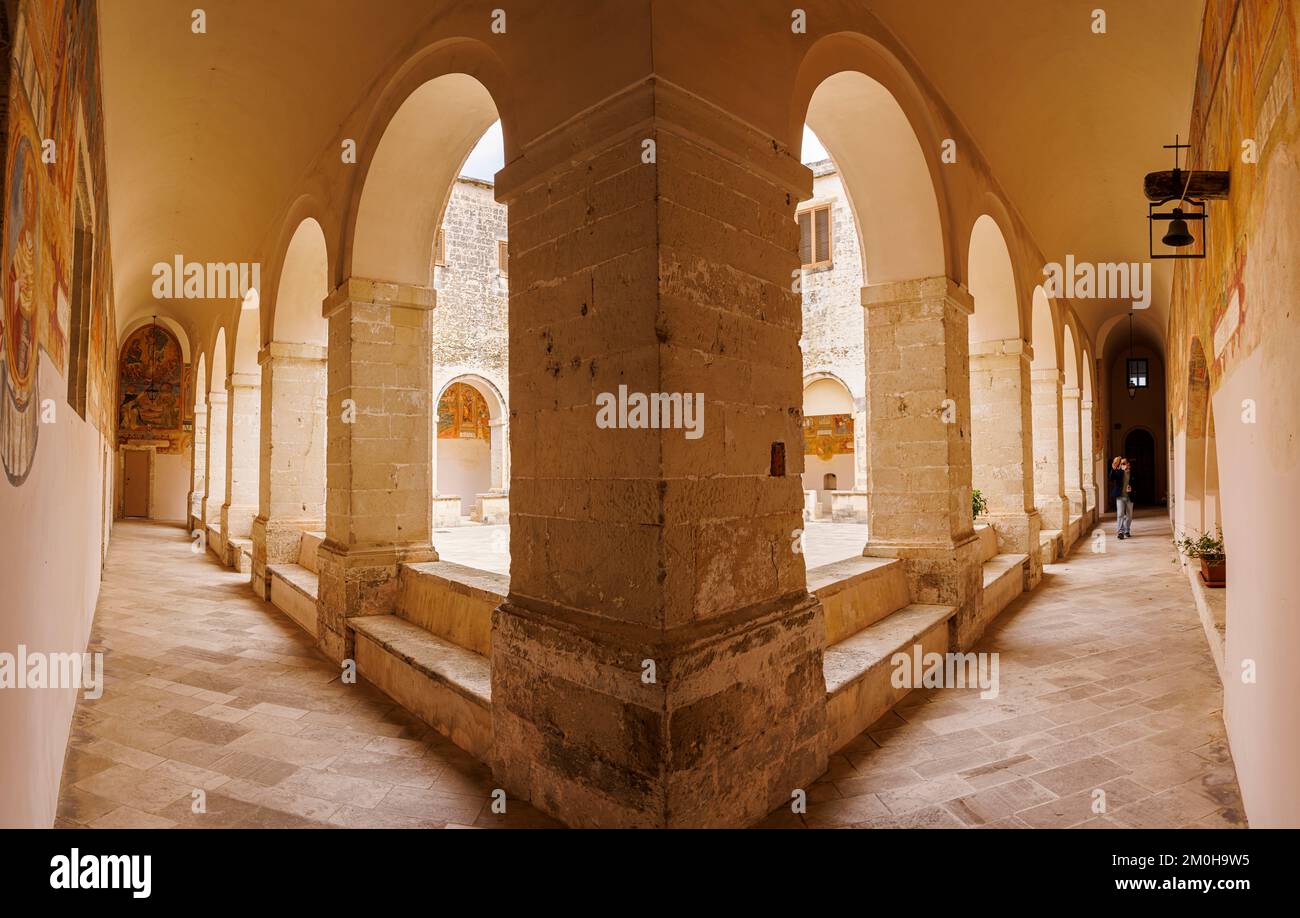 Italy, Apulia, Galatina, Basilica di Santa Caterina d'Alessandria, the cloister Stock Photo